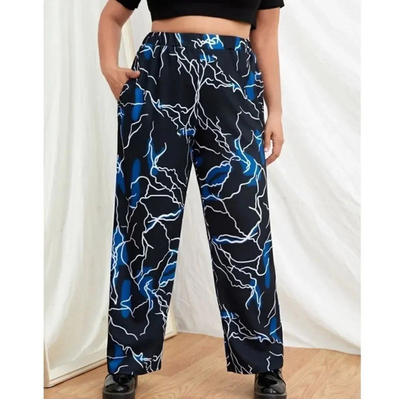 Shein Lightening Bolt Print Pants - Picture 1 of 8